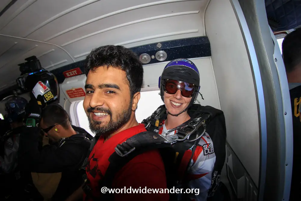 Skydiving in Dubai - Inside the airplane