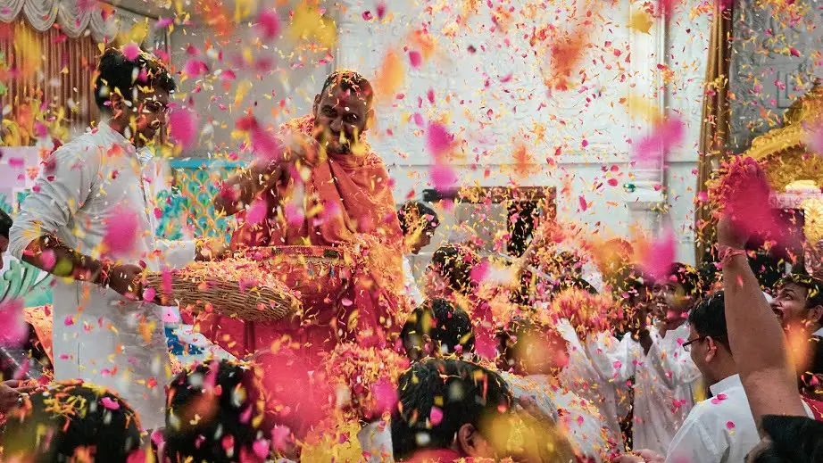 Holi in vrindavan flower holi